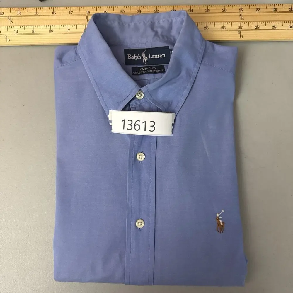 Ralph Lauren Yarmouth Men’s 16-33 Blue Pinpoint Oxford Button Down Shirt